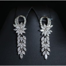 Platinum Plated Diamond Cut Earrings- Diamond Cut Original Swiss Cubic Zirconia